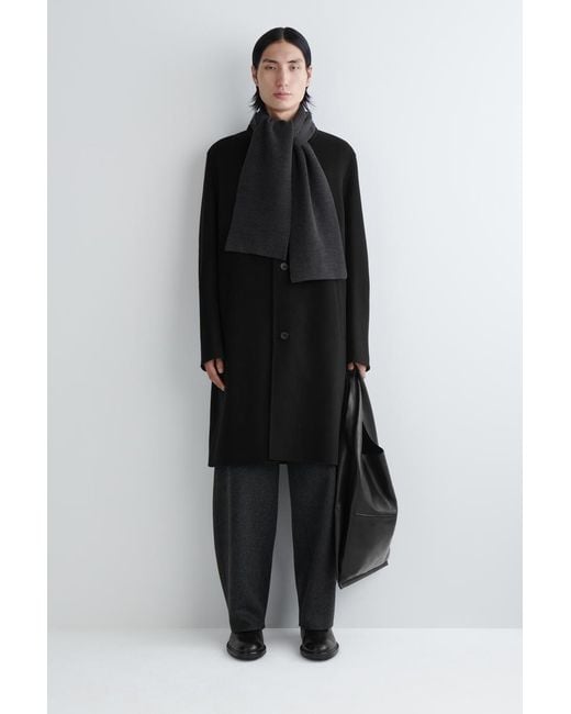 COS Black Ribbed Wool Scarf for men