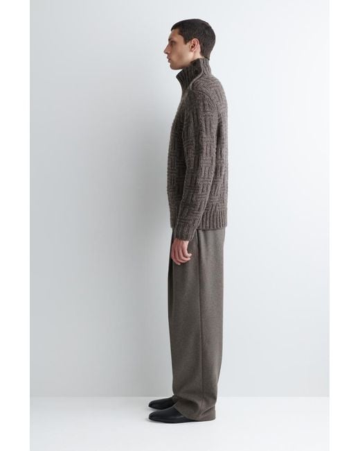 COS Gray Basketweave Wool Sweater for men
