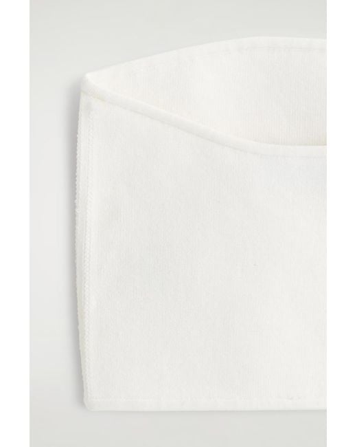 COS White Ribbed Silk-Blend Bandeau