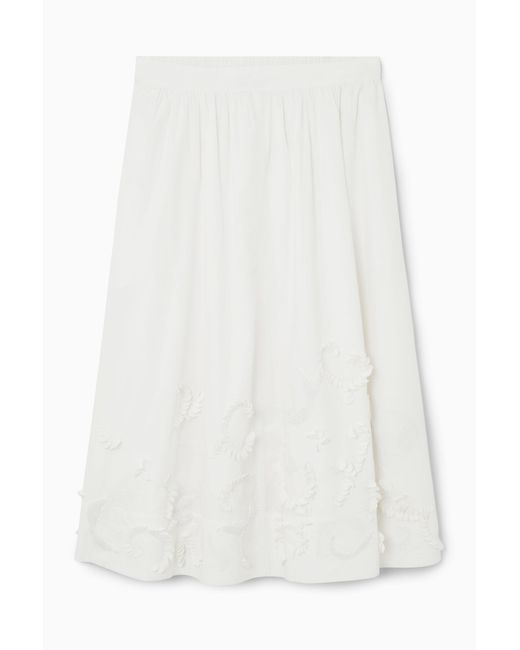 COS White Embellished Circle-cut Midi Skirt