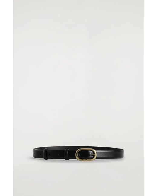 COS Black Oval-Buckle Leather Belt