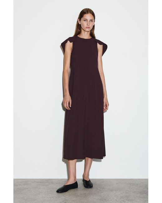 COS Red Midikleid Mit Cape-Ärmeln