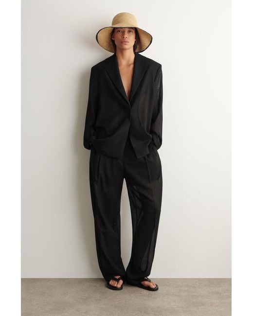 COS Natural Contrast-Trim Raffia Hat