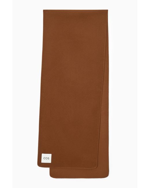COS Brown Oversized Double-faced Wool Scarf