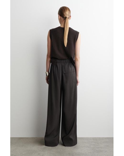 COS Black Elasticated Wide-Leg Trousers