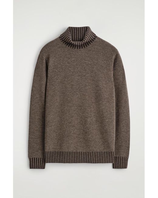 COS Brown Merino-Cashmere Roll-Neck Jumper for men