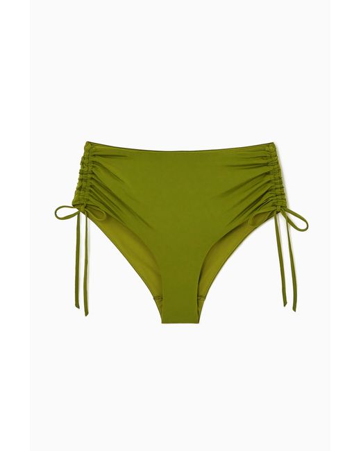 COS Green Ruched High-waisted Bikini Briefs