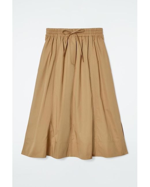 COS Natural Drawstring A-Line Midi Skirt