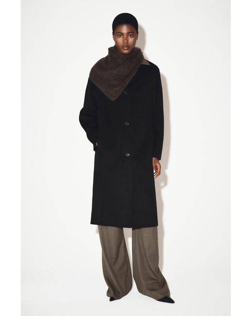 COS Black Double-Faced Wool Long Coat