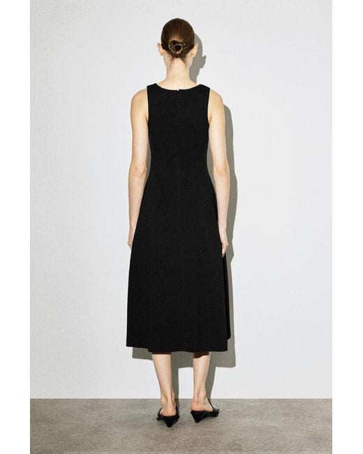 COS Black Sculpted Cotton Midi Dress