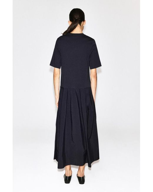 COS Blue Dropped-Waist Contrast-Panel Midi Dress