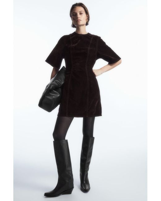 cos panelled denim mini dress COS Panelled Denim Mini Dress in Black