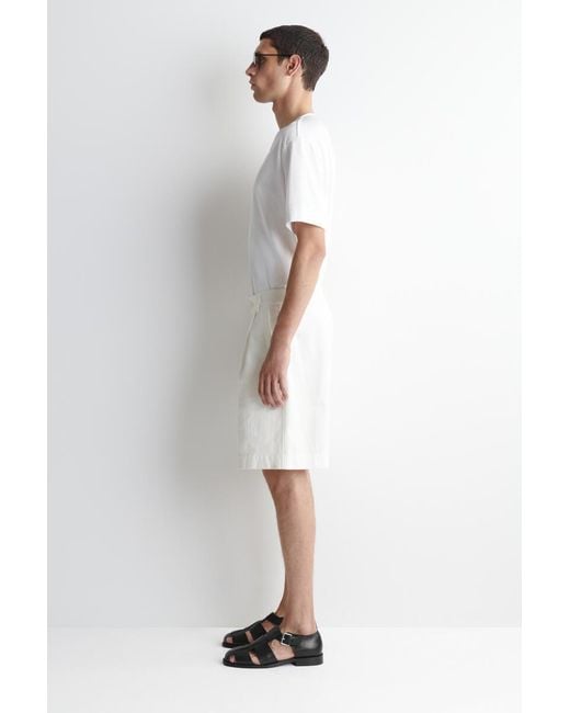 COS White Pleated Denim-Herringbone Shorts for men