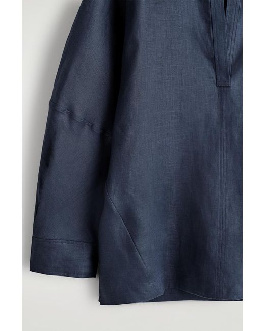 COS Blue Voluminous Linen Blouse