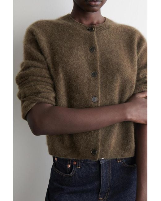 COS Pure Brushed-cashmere Cardigan in Natural | Lyst