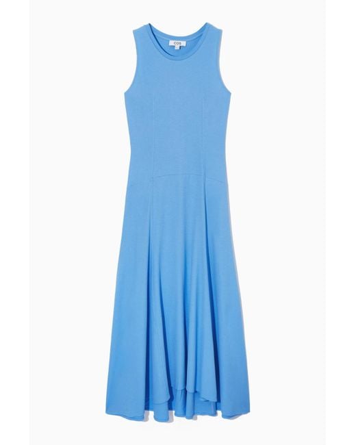 COS Blue Sleeveless Dropped-waist Maxi Dress