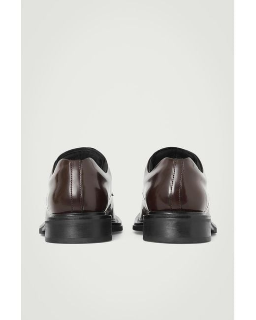 COS Brown Square-toe Leather Derby Shoes for men
