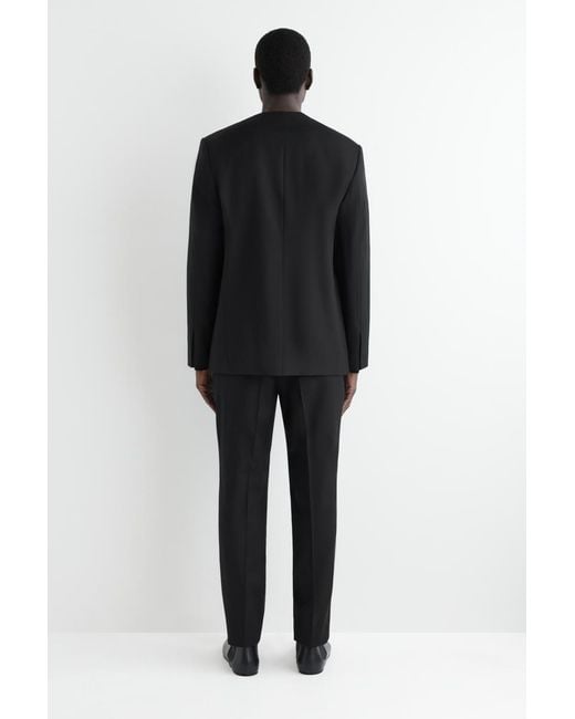 COS Black Collarless Wool Blazer for men