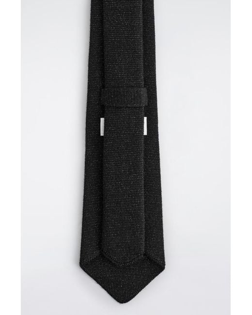 COS Black Sparkly Knit Merino Wool Tie for men