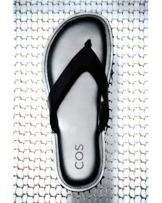 COS White Leather Flip Flops for men