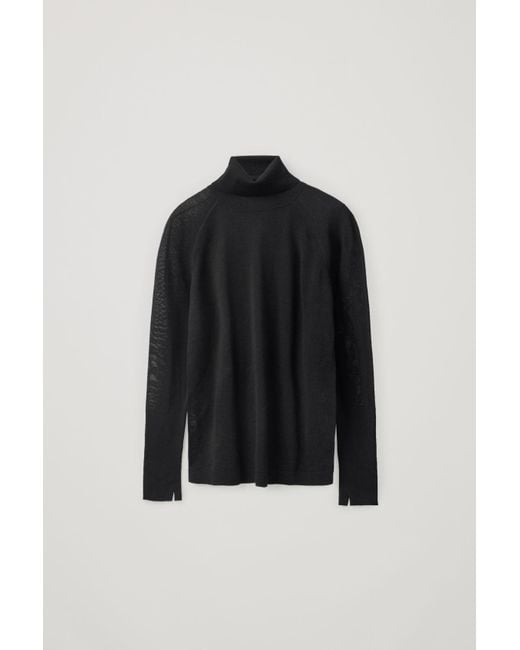 COS Black Wool Jumper With Thumb Holes