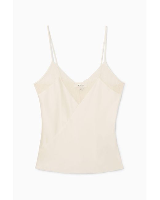 COS Natural Lace-trimmed Silk Cami Top