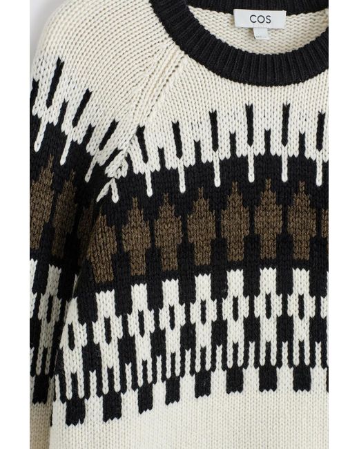 COS Black Fair Isle Wool-Cashmere Jumper for men