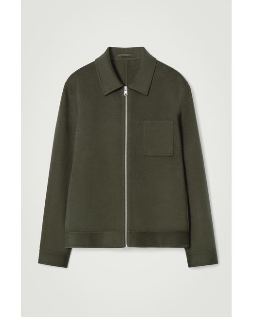 COS Green Double-Faced Wool Harrington Jacket for men