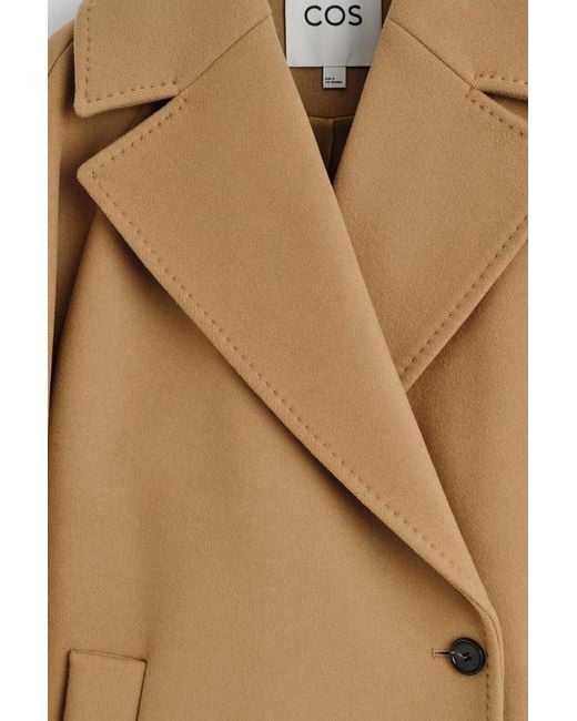 COS Natural Oversized Double-Breasted Wool Long Coat
