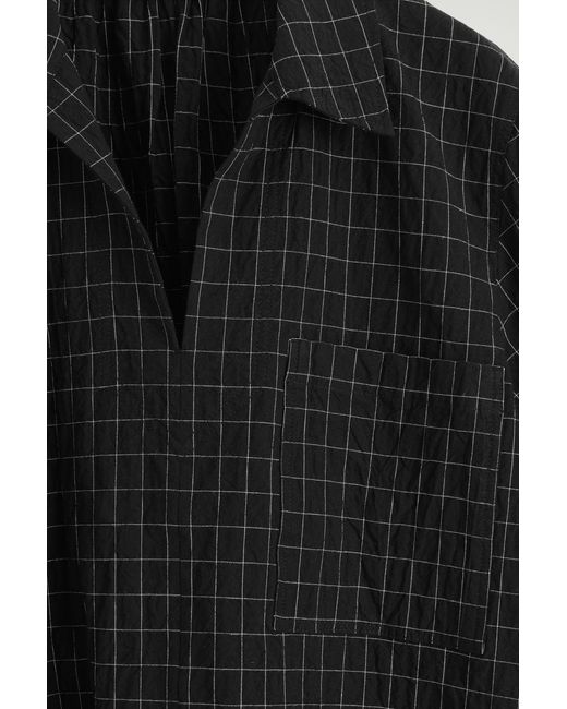 COS Black Open-Collar Checked Cotton Shirt