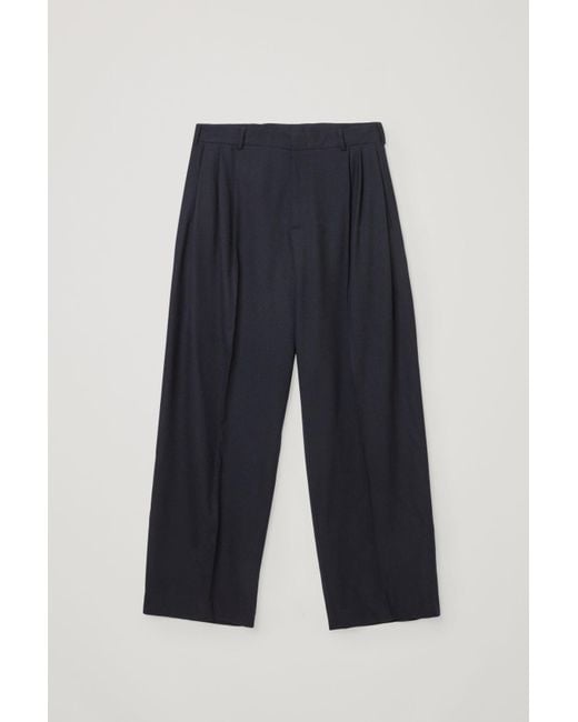 COS Black Pleated High-waist Wide-leg Trousers for men