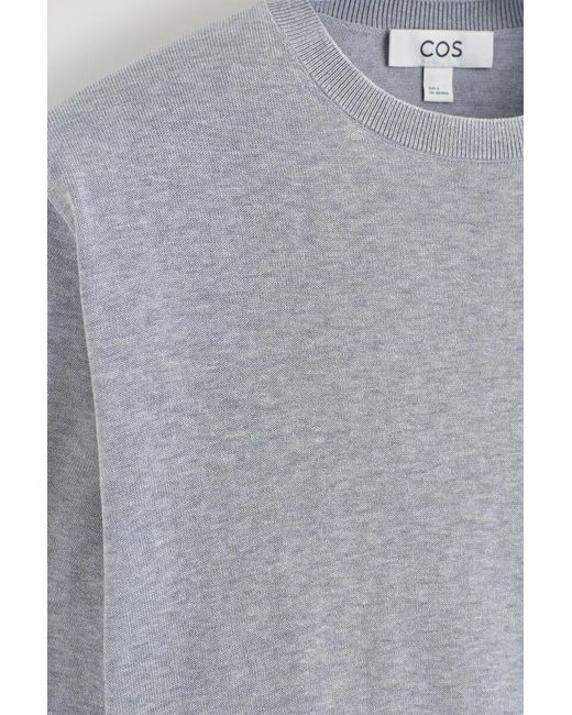 COS Gray Sculpted-Shoulder Silk-Cotton T-Shirt