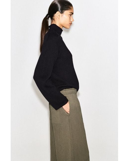 COS Green Crinkled-Jersey Wide-Leg Pants