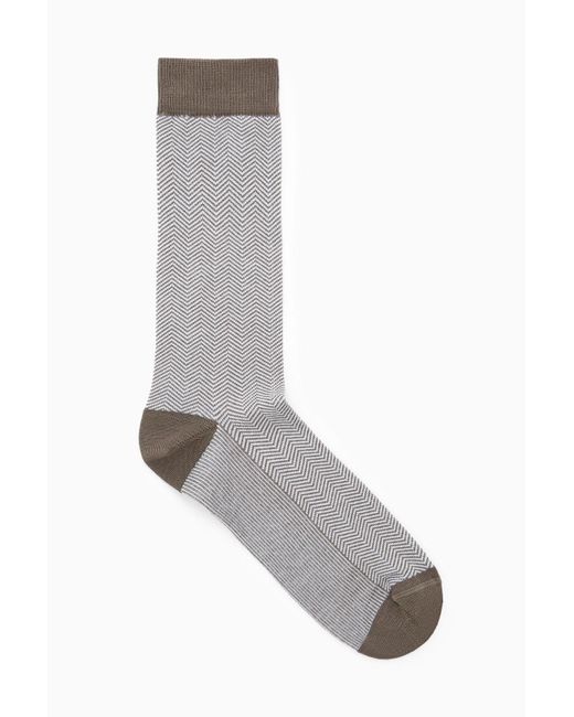 COS Gray Herringbone Socks for men