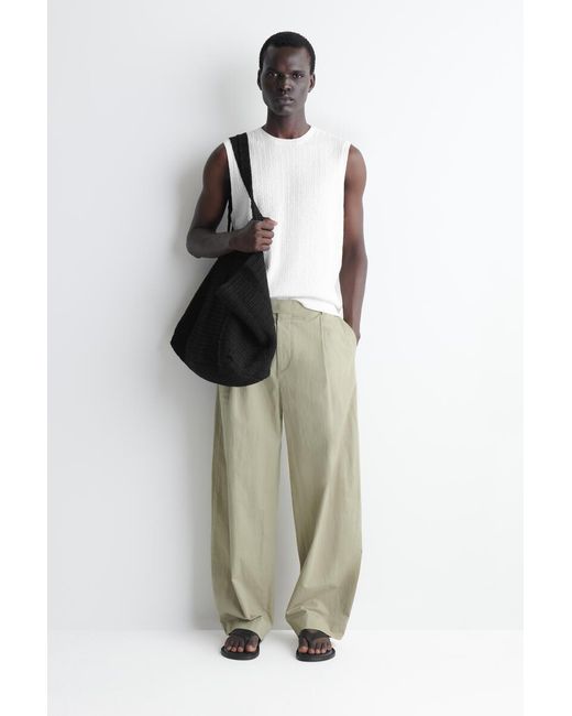 COS White Cable-Knit Cotton-Linen Tank Top for men