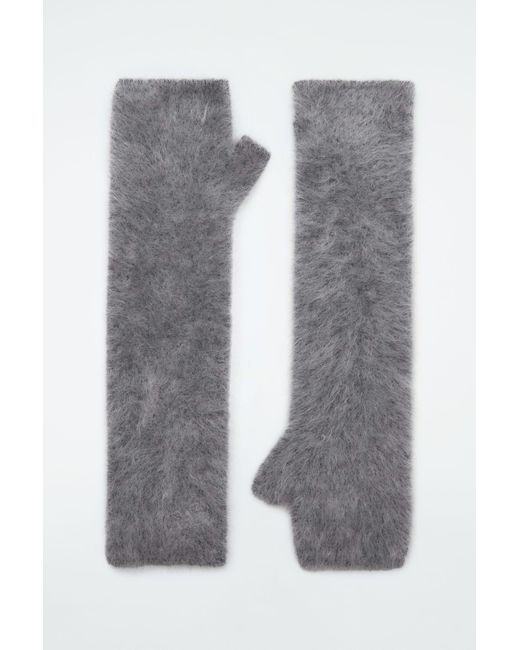 COS Brushed-cashmere Fingerless Gloves in Gray | Lyst