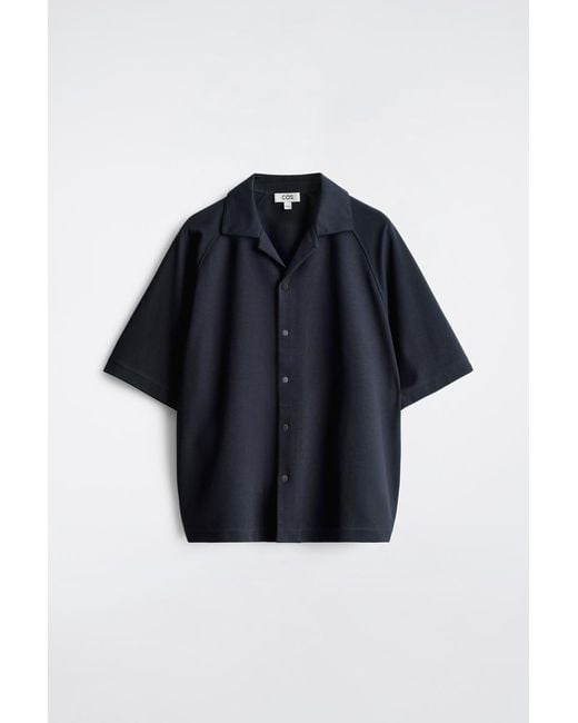 COS Blue Panelled Utility Shirt for men