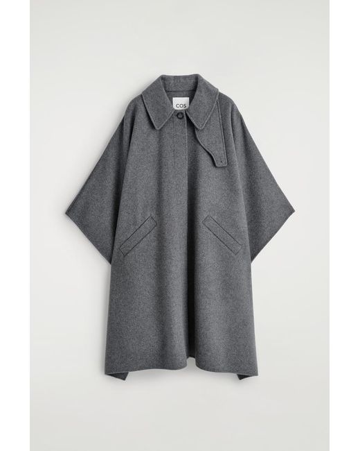 COS Gray Double-Faced Wool Long Cape