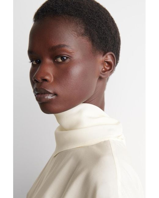COS Natural Draped Scarf-Detail Top
