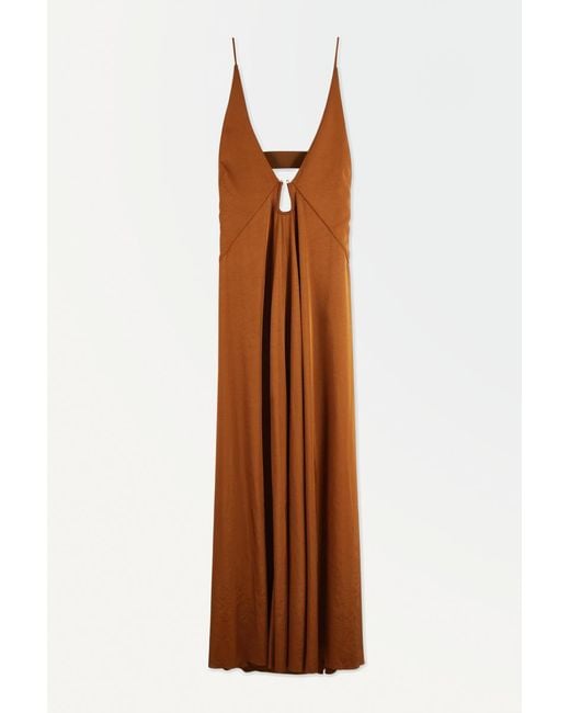 COS Brown The Cutout Slip Dress
