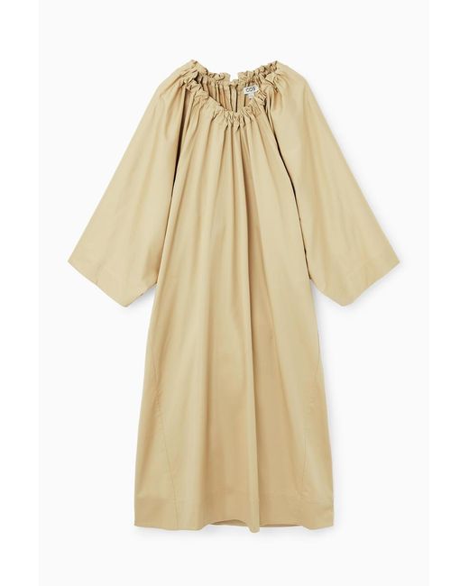 COS Natural Oversized Cotton Midi Dress
