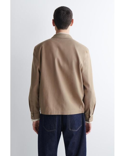 COS Natural Contrast-Panel Cotton Overshirt for men