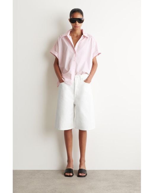 COS Pink Striped Short-Sleeved Cotton Shirt