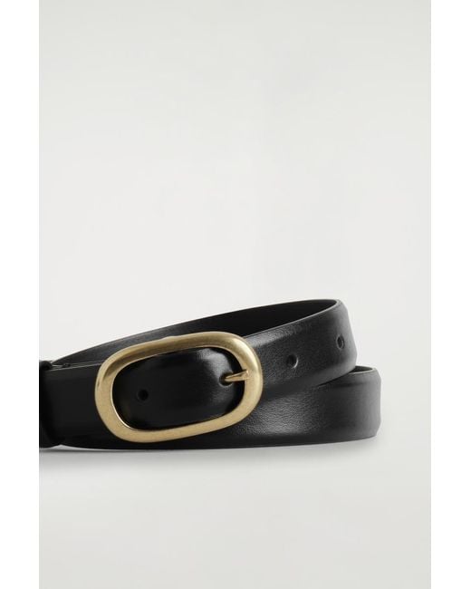 COS Black Oval-Buckle Leather Belt