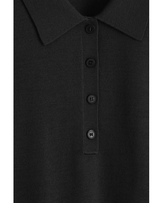 COS Black Merino Wool Polo Sweater