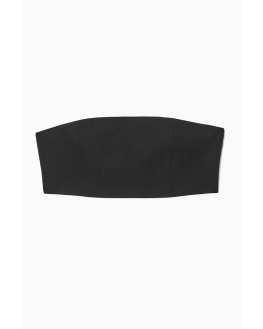 COS Black Smocked Linen-blend Bustier