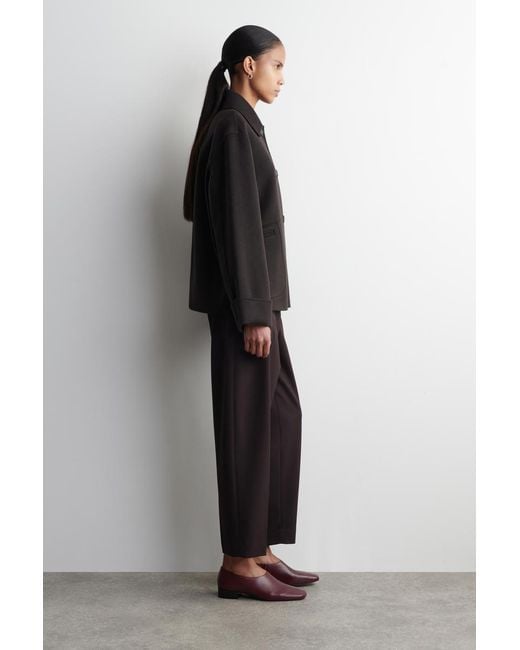 COS Red Square-Toe Leather Heeled Shoes