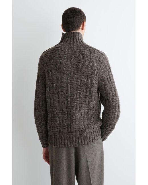 COS Gray Basketweave Wool Sweater for men