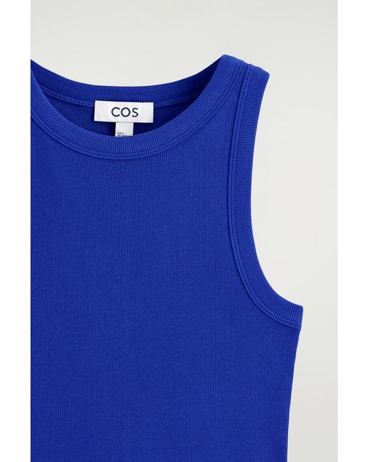 COS Blue Ribbed Cotton Tank Top