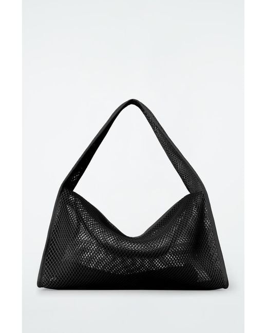 COS Black Slouchy Mini Tote Bag - Mesh